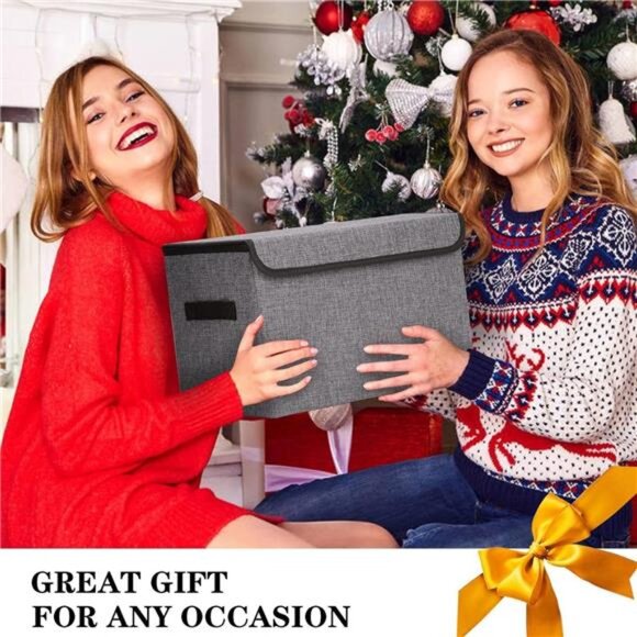 Large 22 Quart Linen Fabric Foldable Storage Bin Cube Organizer Basket - Picture 5 of 7